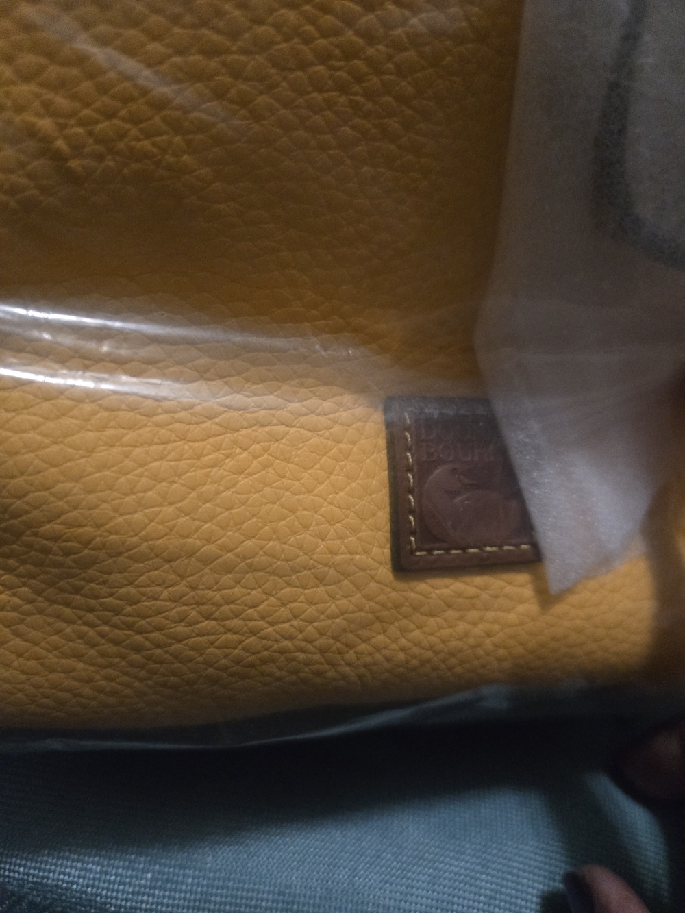Dooney & Bourke Mustard Yellow Leather Drawstring Hobo with Dark Brown Straps - Picture 2 of 16